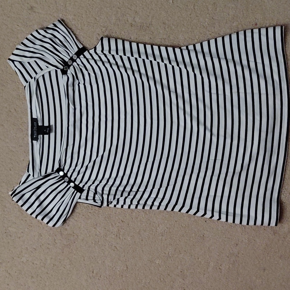 White House Black Market Black and White Striped Blouse